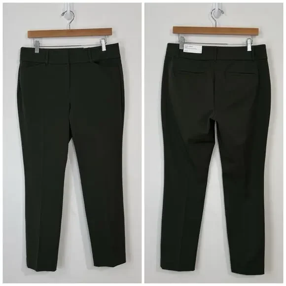 NWT LOFT Curvy Skinny Ankle Trousers Size 8 Forest Green Mid Rise - Picture 1 of 14